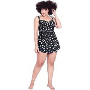 Evans Women's Tankini Top Size 24 Plus Twist Print Nautical Spot Sleeveless Tank